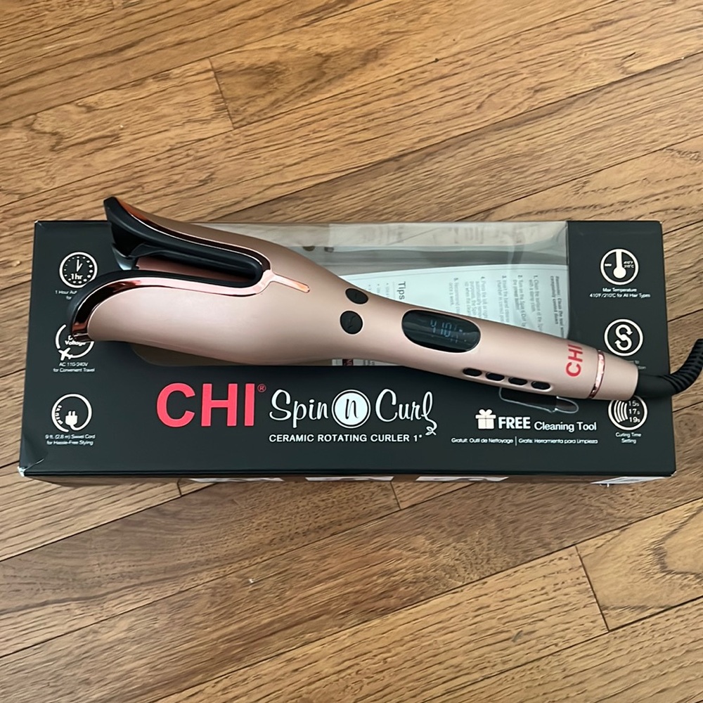Chi Rose Gold Spin and Curl curling iron. New still in box.